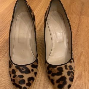 J Crew leopard print calf hair wedge heels